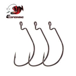 Appâts Leurres ESFISHING Offset Hook Carbon Steel Fishing s Crank Big Bass Barbed for Soft Lure 221116