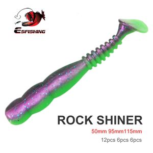 Appâts leurres ESFISHING Rock Viber Shad 50mm 95mm 115mm Shiner Sea Soft Pesca Silicone artificiel Isca Fishing 230802