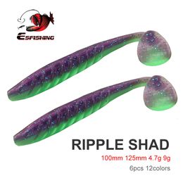 Appâts Leurres ESFISHING Doux Silicone Appât Ripple Shad 100mm 125mm Pour Brochet Basse Pêche T Queue Jigging Pesca Leurre Artificiel Tackle 230802