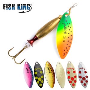 Aas Lokt VIS KONING Spinner Lokken Aas Lange Cast 18g 24g Lepel snoek Metalen Vissen Bass Hard Met Haken 230911