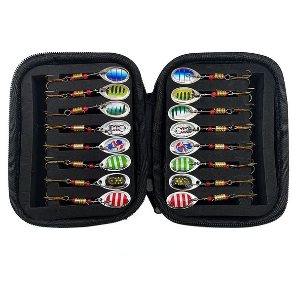 Cebos Señuelos Pesca para Pike Metal Spoon Spinner Lure Set Spoonbait Crankbaits 16pcs Kit de ganchillo Cebo artificial est 230809