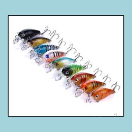 BAITS LUres Sports de pêche à l'extérieur 9pcs 4,5 cm / 4g 1,77 pouces / 0,14oz 9Colors Rock Miixed Lure Bait Hard Bionic Fatal Attraction