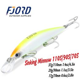 Appâts Leurres FJORD 110S 37g 90S 29g 70S 17g Heavy Sinking Minnow Pêche Eau Salée Douce Long Casting Mer Appâts Artificiels Jerkbait 230504