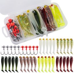 Cebos Señuelos Goture 40pcslot Kit de señuelos blandos Pesca 5cm 07g anzuelo con cabeza plomada 32cm 35g anzuelos con caja de aparejos Pesca 231023