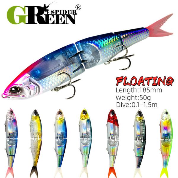 Cebos Señuelos GREENSPIDER 2023 Flash Flake Swimbaits 185mm 50g pesca cuerpo duro flotante articulado Bass Pike cebo 230508