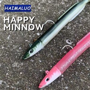 Appâts leurres HAIMALUO Happy Soft Leurre de pêche Jig Head Hook Artificiel Saltwater Sea Bass Bait Swimbait Tackle 230630