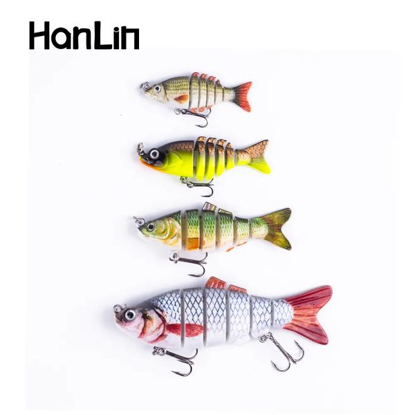 Cebos Señuelos Hanlin 5 6 7 8 10 cm Mini Multi Articulado Swimbait Señuelo de pesca Cebo de pescado flexible Bionic Crankbait Hundimiento Pesca Pike Bass Tackle 231017