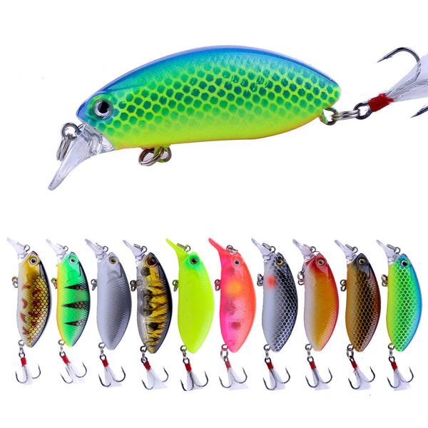 Appâts Leurres Hengjia 1pcs Plongée Crankbait avec Plume Crochets Artificiel Dur Crank Bait 6CM 9.5G 10 Couleurs Wobblers Leurre De Pêche Tackle 230504