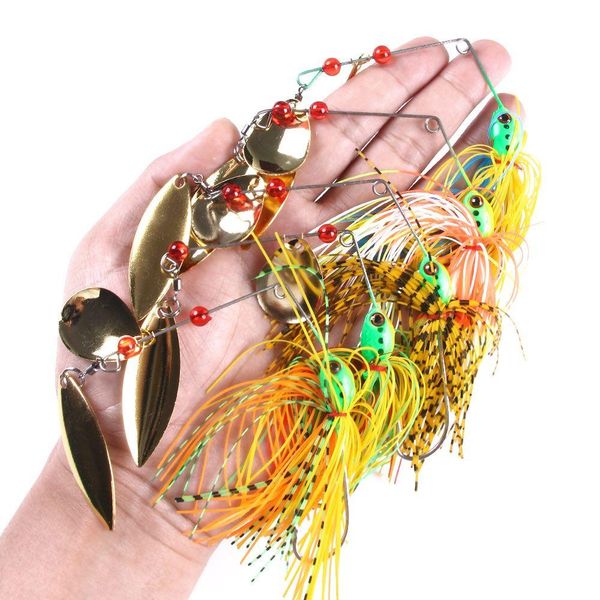 Baits Lures Hengjia al por mayor de 50 piezas de 50pcs doble pieza giratros de pesca 14.3g 5 colores 4.7 cm 1.7cm SB001 Drop de entrega de deportes al aire libre Oto8t