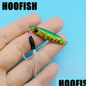 Appâts Leurres Hoofish 10pcs / lot mini gabarit leurre avec crochet unique 5.5g / 35mm 8 couleurs cuillère en métal leurres artificiels microjigging pêche tac dhbsw