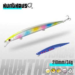 Aas Kunstaas Hunthouse Minnow Kunstaas Drijvend Spook Topwater Wobblers Hard Aas Jerk Lange Casting 210mm 34g Voor Snoekbaars Visgerei 231130