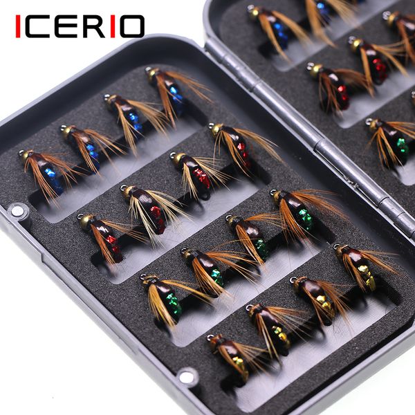 Cebos Señuelos ICERIO 32 unids/caja Bead Head Hundimiento rápido Ninfa Scud Fly Bug Gusano Trucha Moscas de pesca Insectos artificiales Cebo de pesca Señuelo 230516