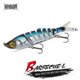 A -lokken lokt Kingdom Barbecuel Fishing Lures Multi Jointed 90mm 120 mm 140 mm Sinking Hard Baits Swimbaits Realistische Wobblers lokken snoek 230309