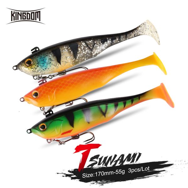 Cebos Señuelos Reino Alta calidad Sinking Cebos blandos Swim Shad Señuelos de pesca 170 mm 55 g Sensible T-tail Buena acción Agua salada Swimbait Bass 230323