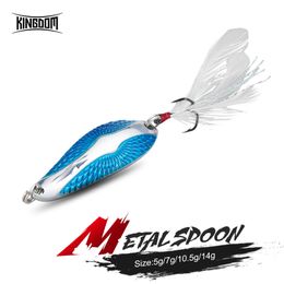 A -lokken lokt Kingdom Sinking Metal Lure Spin Lepel Fishing 5G 7G 105G 14G Wobblers Hard Material Feather Hook Swimbaits 230307