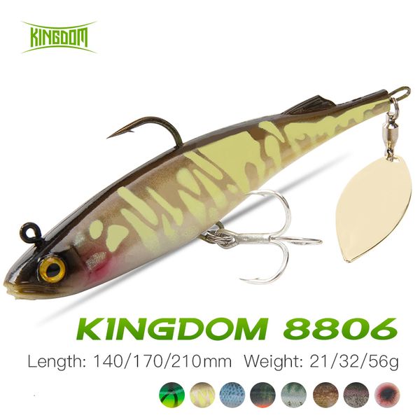 Cebos señuelos Kingdom Spinter señuelo de pesca suave 140 170 210mm PVC hundimiento Swimbait con Spinner de cola para Pike 3D Spinners de impresión 230508