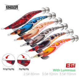 Aas Kunstaas Kingdom Squid Bait 25# 30# 35# Kunstmatig Jigging Langzaam Zinkend Sterke Haken Zeevissen Octopus Inktvis Lichtgevend EGI 231023