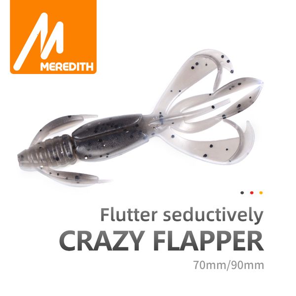 Cebos Señuelos MEREDITH Crazy Flapper Pesca 70mm 90mm Señuelo suave Silicona Camarón Bass Peche Gear Tackle 230620