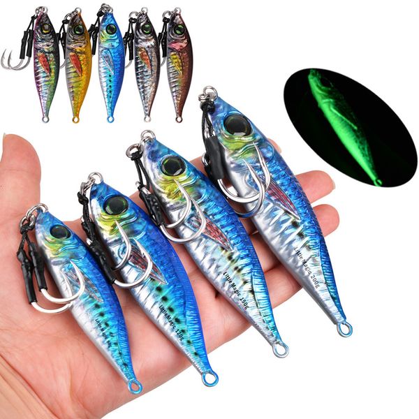 Appâts Leurres Métal gabarits de pêche lente Luminous Slow Jigging Lure 80120150200g Coulée Mérou d'eau salée Thon Pêche à la traîne Cuillère appât 230227