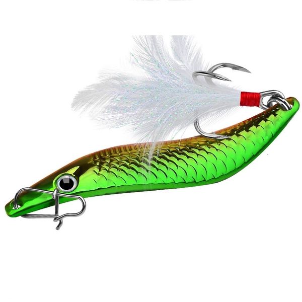 Cebos Señuelos Metal VIB Leech Spinners Cuchara 7g 10g 15g 20g Cebo artificial con anzuelo de plumas Aparejos de pesca nocturna para lucio perca 230802