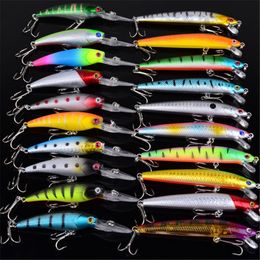 Baits lokt minnow gemengd 20 -stcsSet vlieg visvis kit set kunstmatige harde baits levensechte wobbler karper vissen tackle pesca groothandel 230309