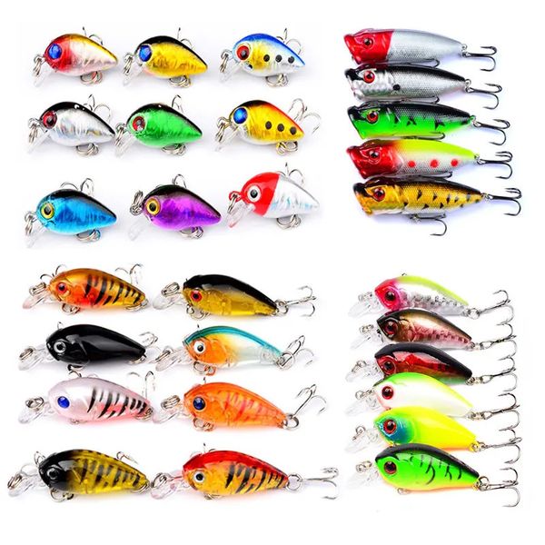 Baits Lures Kit de leurre de pêche de couleurs mélangées ensemble d'appâts méné Wobbler Crankbaits hameçons triples matériel de pêche Kit d'appâts durs en plastique artificiel 231020