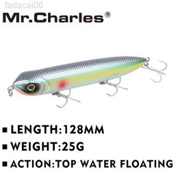 Baits Lures Mr.Charles CMC018 Fiskedrag 128mm/25g Floating Top Vatten Blandade färger Popper Wobbler Penna Lure Hand Lure Fiskeredskap HKD230710