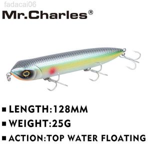 Appâts Leurres Mr.Charles CMC018 Leurre De Pêche 128mm / 25g Flottant Top Eau Couleurs Assorties Popper Wobbler Crayon Leurre Main Leurre De Pêche HKD230710