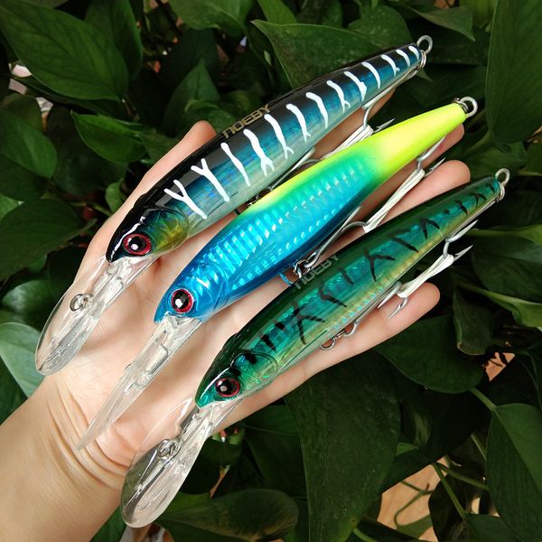 Cebos Señuelos NOEBY 3 uds 14cm 52g 16cm 73g hundimiento lento Trolling cebos artificiales mar pesca Wobblers Minnow señuelo 230323