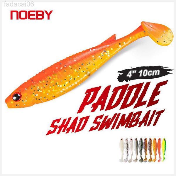 Cebos Señuelos Noeby 4 piezas Soft Lure Paddle Tail Shad 10 cm 8 g PVC Wobbler Swimbait Jig Head Artificial Soft Bait para Lucio Perca Señuelo de pesca HKD230710