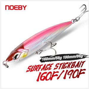 Cebos Señuelos NOEBY Topwater Stickbait señuelo para pesca con lápiz 160mm 58g 190mm 86g Wobbler flotante cebo duro Artificial para GT Sea 231023