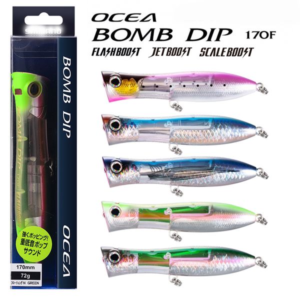 Appâts Leurres Ocea Bomb Dip 170FJet Scale Boost Flash Boost Hard Bait Spray Ocea pêche au thon leurre artificiel Bait 170mm 72g XU-P17VE 230421