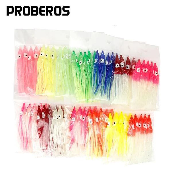 Cebos Señuelos PRO BEROS 5 piezas Faldas de pulpo luminosas suaves Señuelo 5 12 cm Atún de silicona Trolling Calamar con faldón Jigging Pesca en el mar Cebo brillante 231017