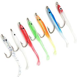 Appâts Leurres s 10pcslot 7cm 1g Leurre de pêche poisson anguille blanc bleu doux avec crochet petit appât artificiel Pesca Leurre 231206