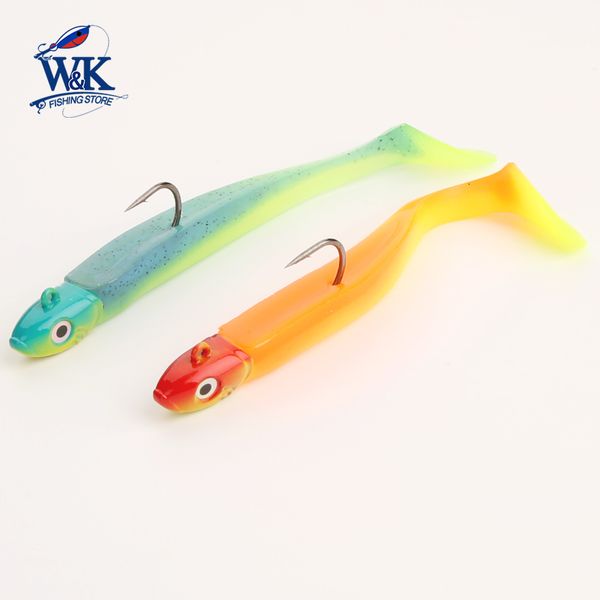 Cebos Señuelos -Venta de cebo suave 15g Jig Head 10cm Paddle Tail Shad Lure 2 setpk Kits de señuelos de pesca para lubina agua salada Swimbait 230718