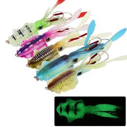 Aas Lokt Zachte Inktvis Trolling Lokken 15 cm 20 60g Lichtgevende UV Jig Voor Zee Boot Wobblers Aas Rockfishing 230704