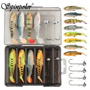 Cebos Señuelos Spinpoler Kit de señuelos de pesca para aparejos de cebo de agua dulce para trucha de lubina Salmón Swimbait Shad Plantillas de plástico blando Anzuelos de pesca Pesca 230619