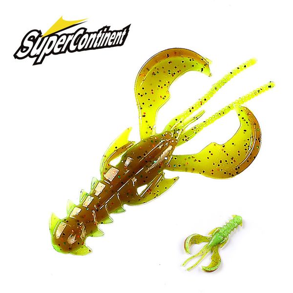 Cebos Señuelos Supercontinent Crazy 65mm10pcs 40mm20pcs Señuelo suave Pesca camarones Langosta Plástico 230801