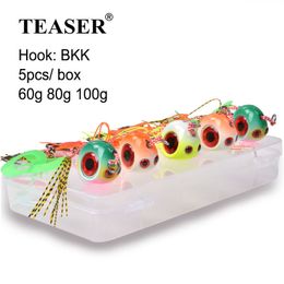 Appâts Leurres TEASER 5pcs60g 80g 100g BKK oreille crochet de ski en caoutchouc Tenya Inchiku pince tentation costume coulissant snap Kabura Highbury pince tête de pêche 230711