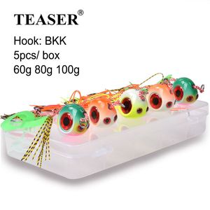 Cebos Señuelos TEASER 5pcs60g 80g 100g BKK oreja de goma gancho de esquí Tenya Inchiku abrazadera traje de tentación broche deslizante Kabura Highbury abrazadera cabeza pesca 230711