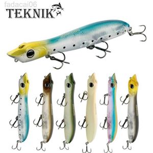 Appâts Leurres TEKNIK 125MM 17.5G Tête de Serpent Leurre de Pêche Flottant Bar de Mer Wobbler Brochet Appât Topwater Popper Avec Hameçons VMC Patchinco 125 HKD230710