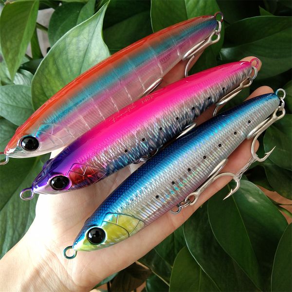 Appâts Leurres TSURINOYA 3PCS Topwater Bateau Pêche Crayon Leurre FANATIC 140mm 46g Stickbait Saltwater Big Game Flottant Zones Profondes Dur Appâts 230324