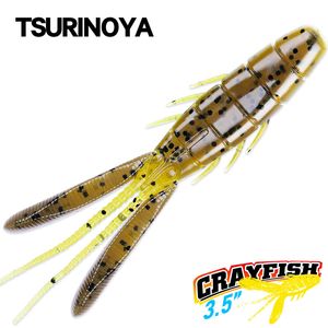 Appâts Leurres TSURINOYA CRAYFISH 90mm 8g 6 pièces créature appât griffe en plastique souple ajouter parfum sel retournement poinçonnage têtes tremblantes bar leurre de pêche 230825