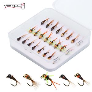 Appâts Leurres Vampfly 24pcs 16 tête de perle de tungstène jig nymphe mouche crochet barbelé naufrage rapide euro mouches truite humide leurre de pêche steelhead 230809