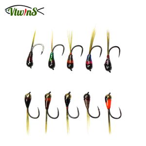 Baits lokt vtwins epoxy gecoate messing kralen Spaanse Perdigon nimfen euro nimfingstijl voor forel bluegill visserij haken 230822