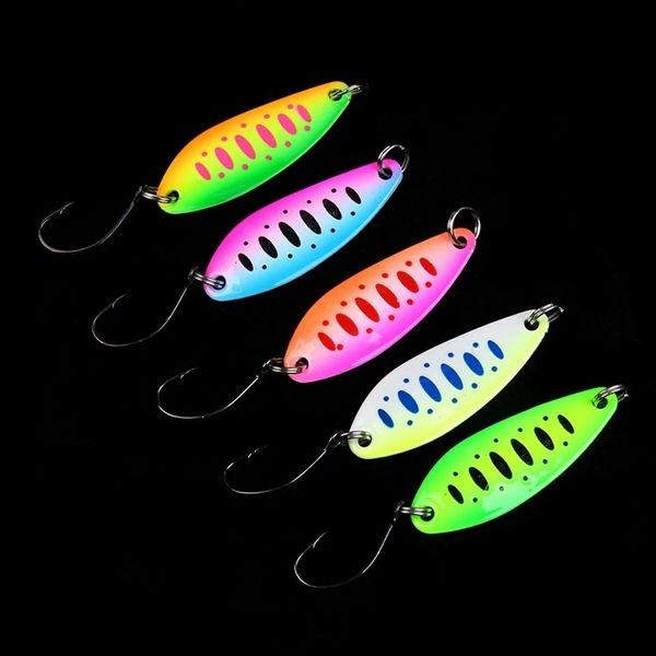 Appâts Leurres WALK FISH 5PCSLot 4cm 5.3g Appâts De Pêche Cuillère En Métal Leurre Appâts Pour Truite Bass Cuillères Petits Paillettes Dures Spinner Cuillère 230608