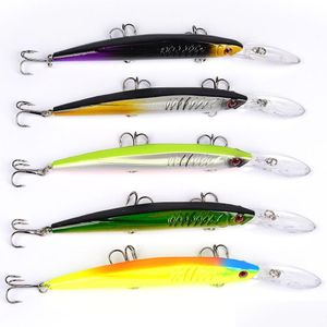 BAITS LURS WROLESALE 5 couleurs plastique 6 3 crochets Minnow Fishing Lure 15 2cm 12 55G Big Big Bass Bass Crankbait Artificial Wobbler Drop Otkjm