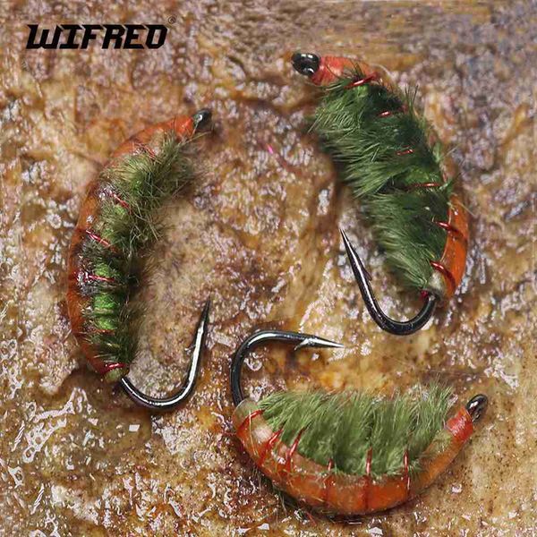 Cebos Señuelos Wifreo 6PCS 10 # Hundimiento rápido Ninfas checas Scud Bug Gusano Moscas Barbed Fly Hook Para trucha Bass Bluegill Señuelos de pesca Cebos HKD230710