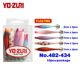 Baits lokt Yozuri Squid Jigs Hooks Lure Bait 5cm 6 cm 7cm Japan zwevende UV fluorescerende transparant geel 230307