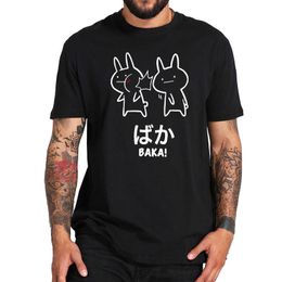 Baka Rabbit Slap T-shirt Anime Japanse Leuke Tops Korte Mouw Katoen O-hals Tee Nieuwigheid Japan T-shirt EU Maat 210629